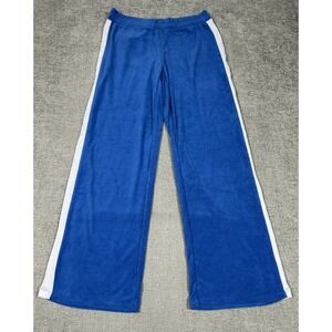 Katie J NYC Pants Womens Medium Blue Terry Cloth‎ Retro Wide Leg Lounge